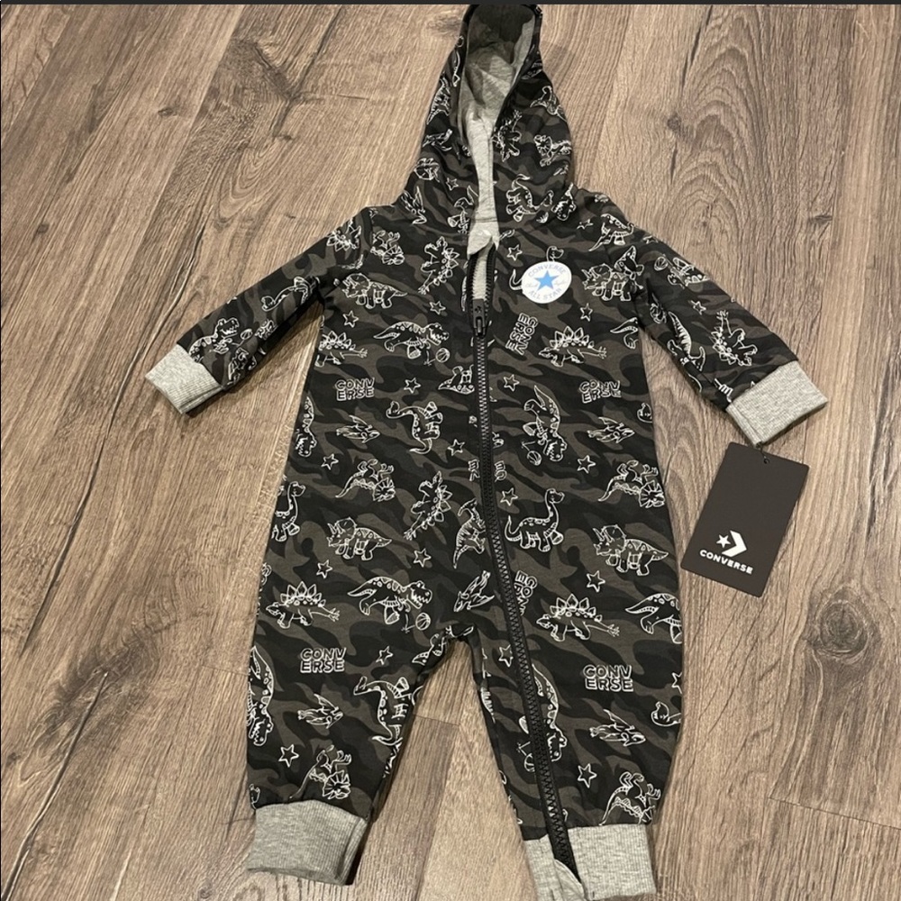 Brand New Baby Converse Hooded Onesie Romper Jumpsuit- Infant
